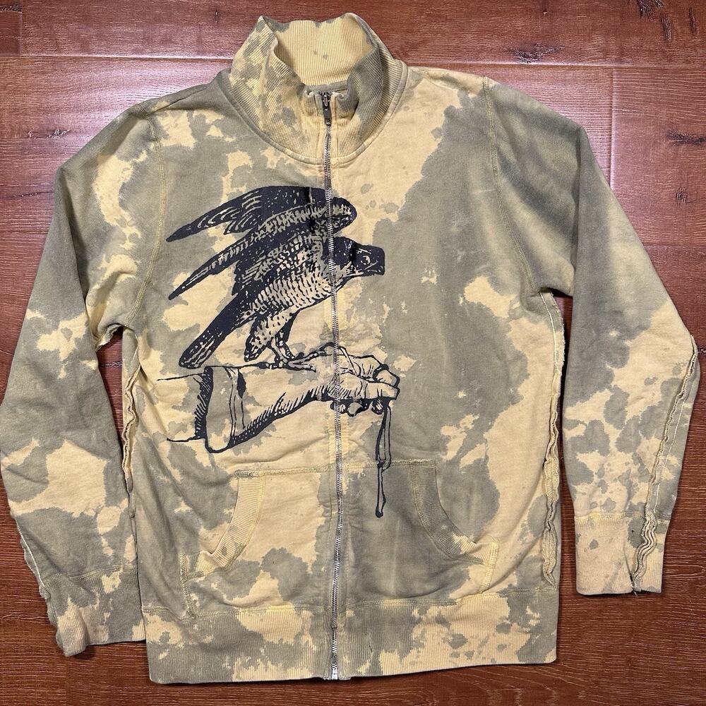 Vintage Countyline Industries Sweater Mens M Yellow Green Tie Dye Handmade Hawk